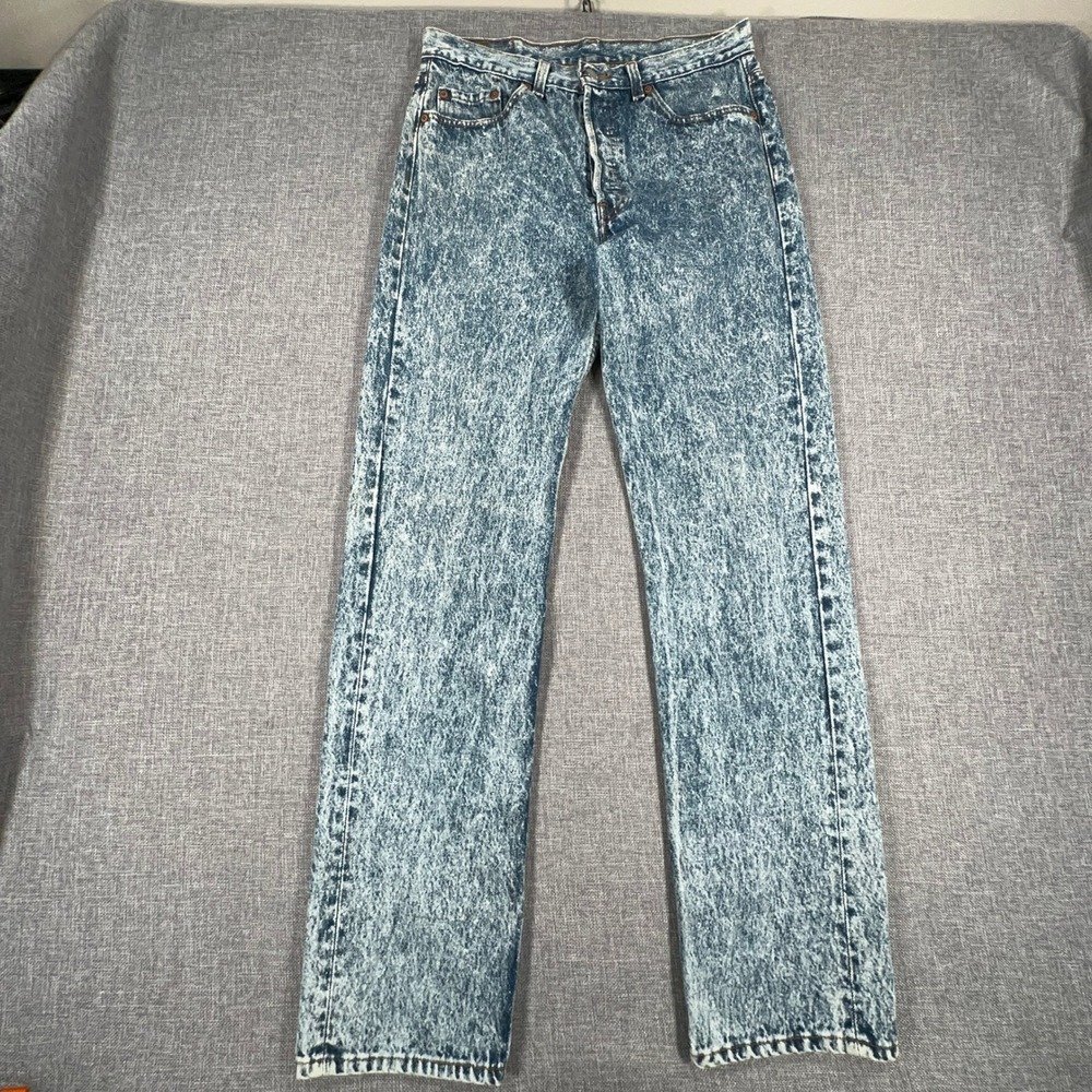 Vintage 80s Levi's 501 Jeans Mens 33x34 (Fits 30x33) Blue Acid Wash Made in USA